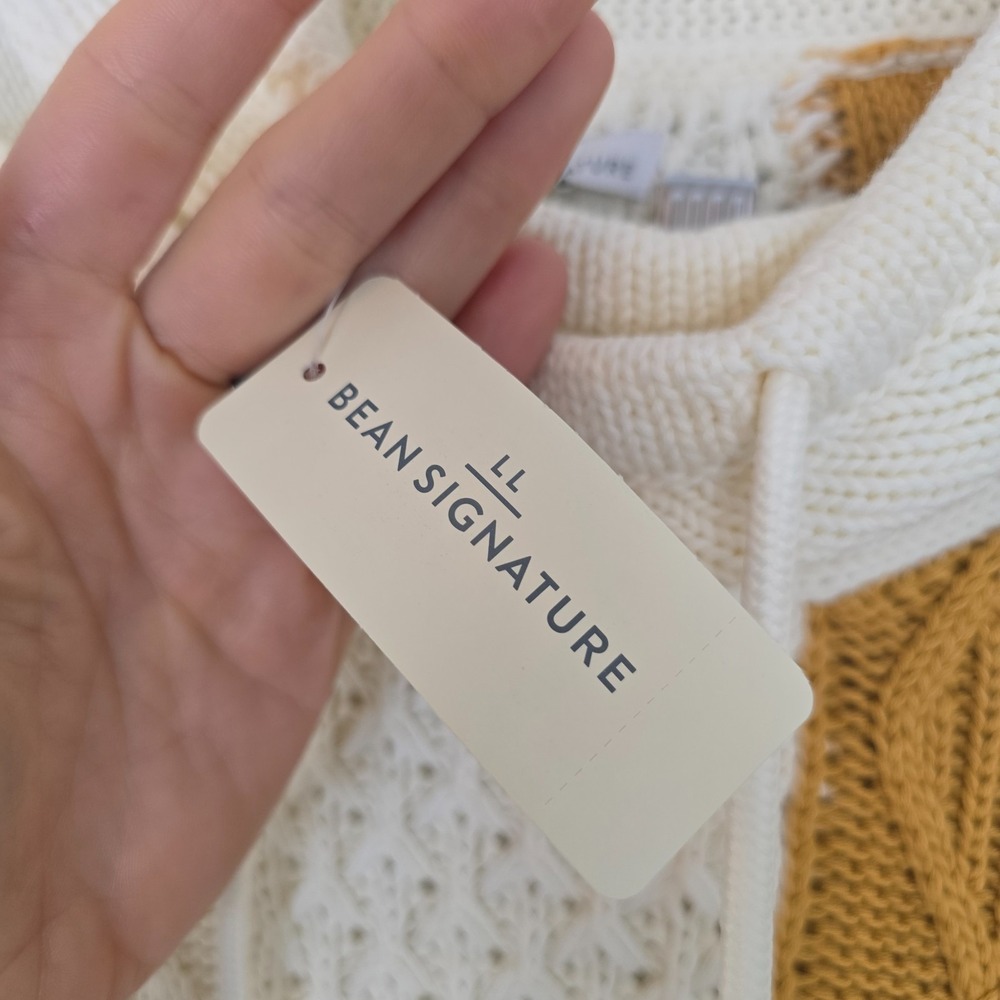 NWT L.L. Bean Signature Womens Cotton Cowl Neck Sweater Size‎ L Fisherman Cozy - Picture 9 of 13